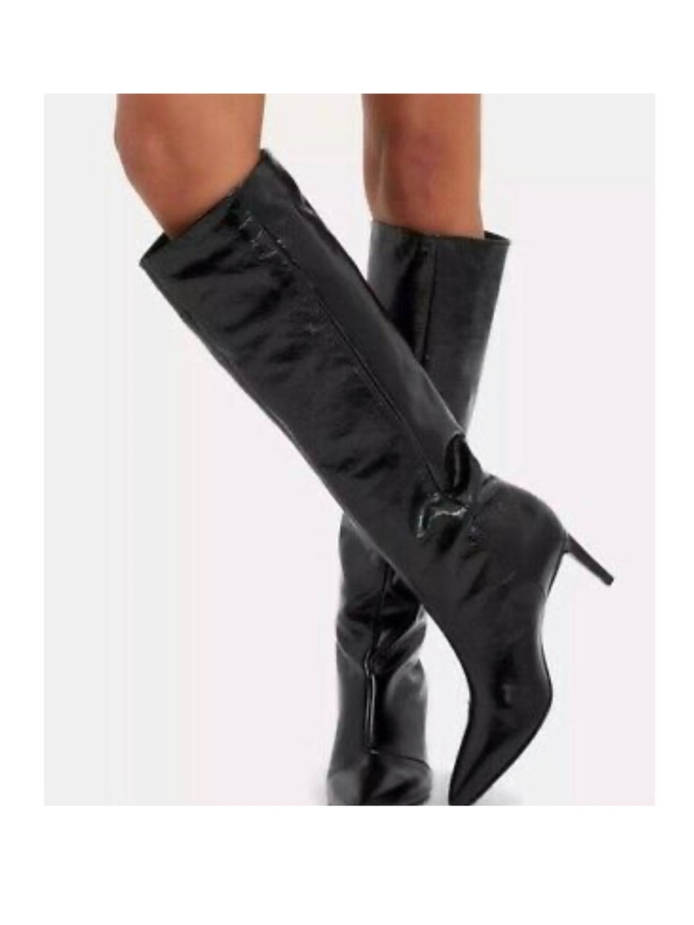 Rag & Bone Beha Knee High black Leather Boots wrinkled 38.5 US 8.5
